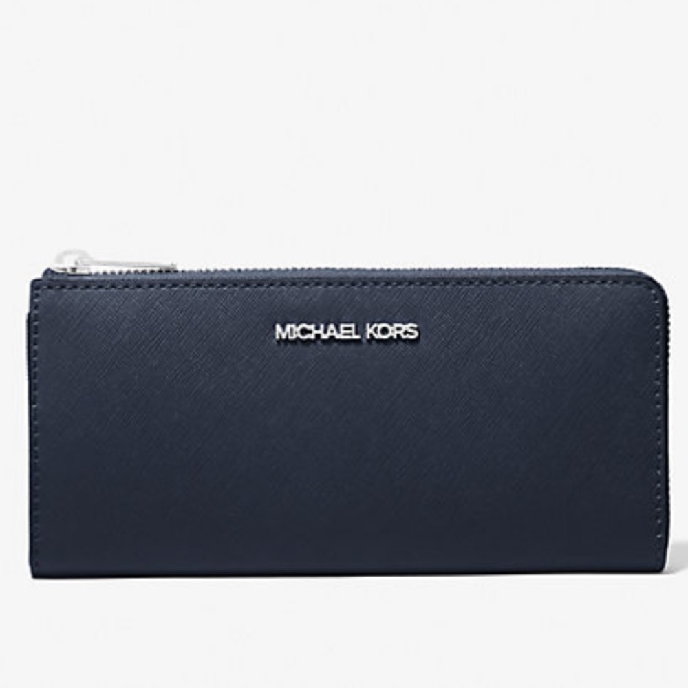 MICHAEL KORS Jet Set Travel Large Saffiano Leather Quarter-Zip Wallet
Navy 
NWT - Picture 15 of 16